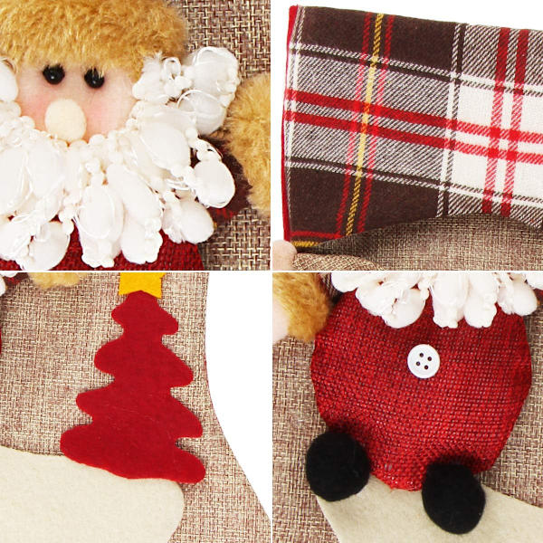 Julstrumpor, 18" set med 3 tomte, snögubbe, renar, 3D plysch julkaraktär med fuskpälsmanschett juldekorationer och festtillbehör