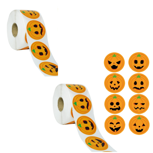 2 rullar med 1000 Halloween-klistermärken Pumpa-klistermärken för lykta