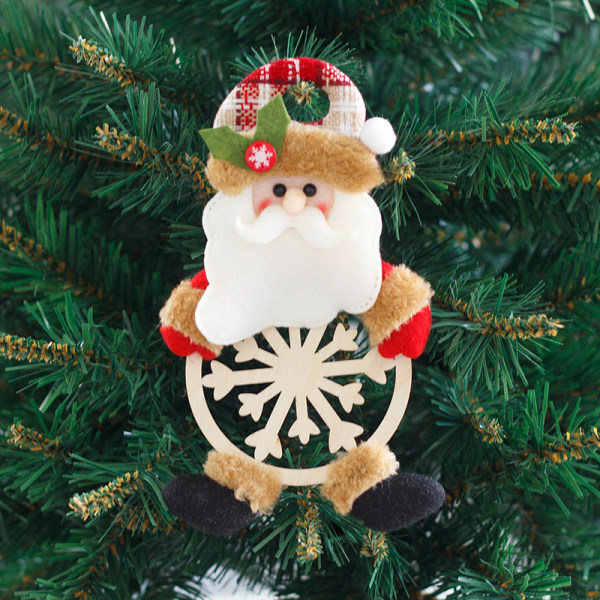 3 jul trä hängsmycken jul snöflinga trä seriefigur dekorationer på julgran dekoration 19*12cm