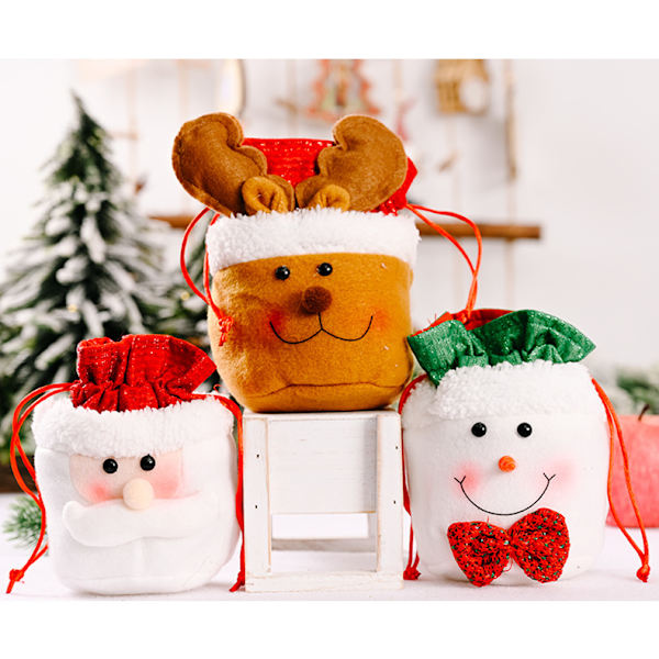 3ST Gaveposer Snøringspose Party rød Julegavepose Candy Dragee Bag