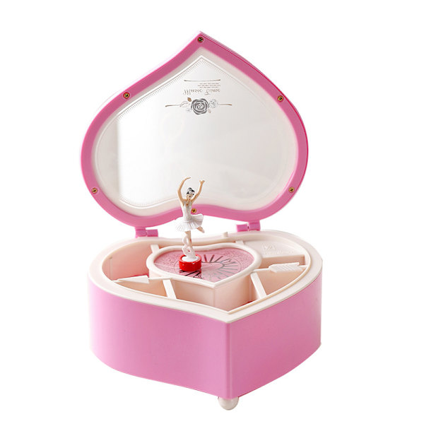 Musik Rejse Smykkeskrin Organizer Bakke Danse Ballet Smykkeskrin Memory Box Pige Fødselsdagsgave (Pink)