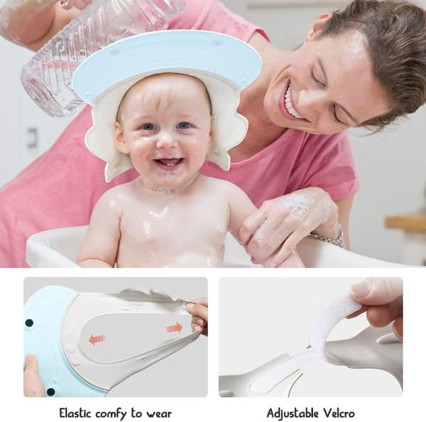 Justerbar dusjhette for barn - Badevisir for baby - Blå