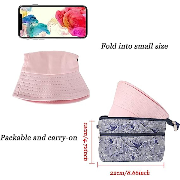Bucket Hat Bomull Sommar Fisherman Hat för kvinnor män，（kaktus-rosa）
