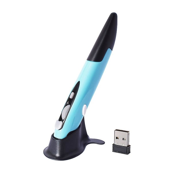 Trådlös optisk pennmus 2,4ghz USB bluetooth luftmöss optisk presentationspenna för bärbar dator Blå