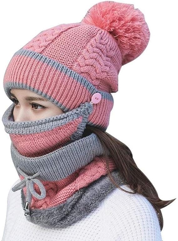 3st/ Set Mode Dam Vinter Stickad Mössa Förtjockad Cap w
