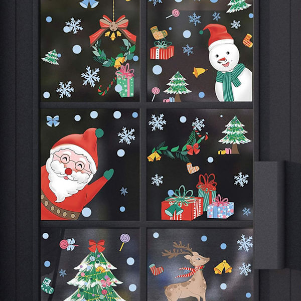 Christmas Window Clings Stickers for Glass - Juldekaler Semesterdekorationer Santa Rendekaler för pojkar och flickor Barnfest