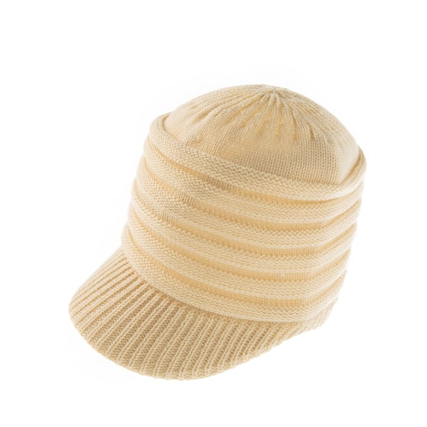 Stickad cap för barn med platt plös, enfärgad, stickad cap med babyhuvud (khaki)