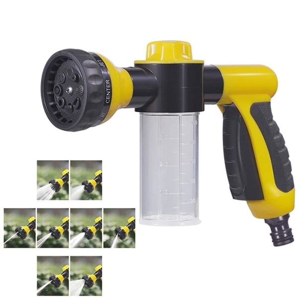 Hemma biltvätt högtrycksvattenpistol trädgård portabel skumvattenpistol huvud trädgårdsvattenpistol biltvätt gul