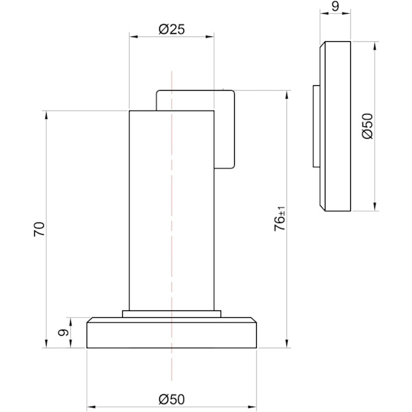 Magnetisk dörrstoppare MS010 i antik look Dörrstoppare med golv- och väggmonteringsmaterial, ø: 5cm, h: 8,4cm