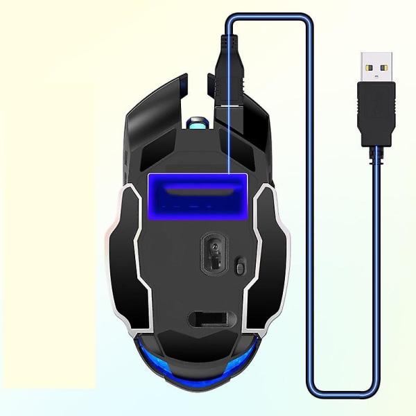 Trådlös Gamingmus RGB Bakgrundsbelyst, Uppladdningsbar, 6 Programmerbara Knappar (Svart silver)