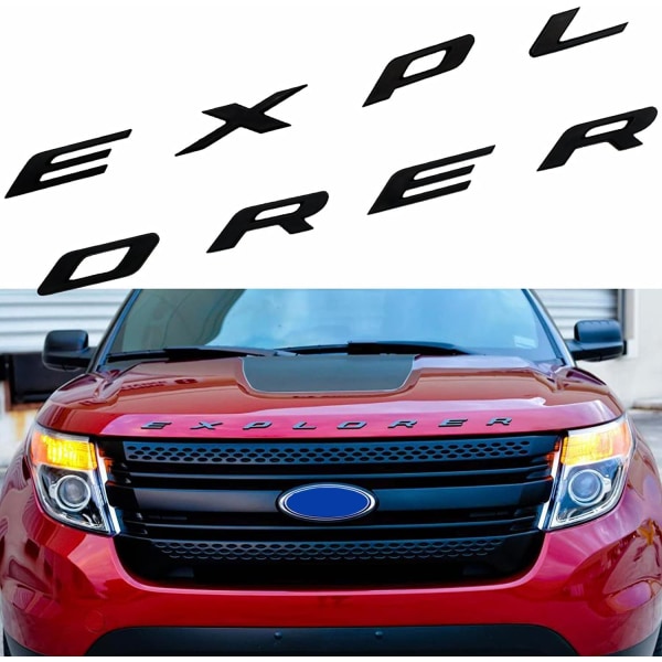 3D-bokstäver ABS främre huva kompatibel för 2011-2021 2022 Emblem Explorer Sport Hood Letters Stickers - Mattsvart