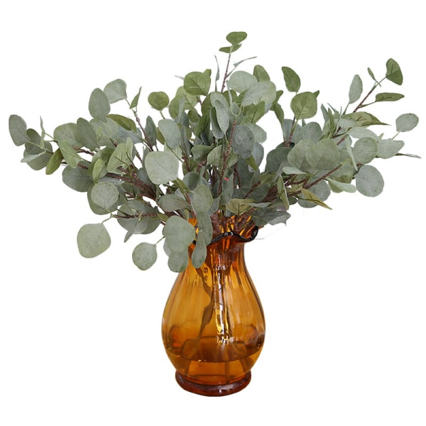 Konstgjord blomma Amazon Heminredning Grön växtsimulering Eucalyptus Eukalyptusblad Falsk blomma (5 stycken, grågrön)
