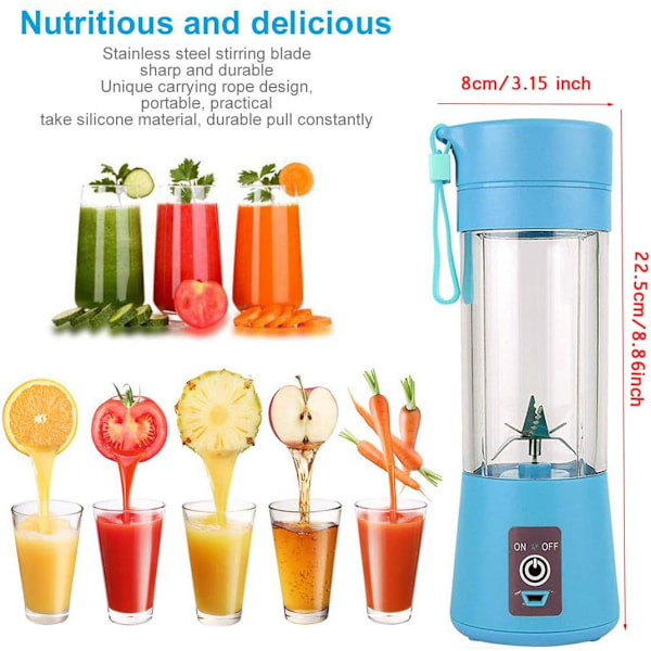 Bärbar blender, elektrisk blender i personlig storlek USB laddningsbar elektrisk blender Juicer Baby Travel 380 ml, blender