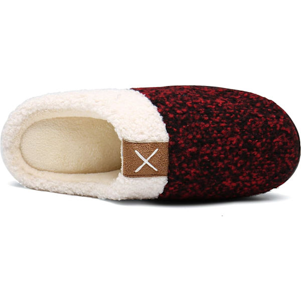 Tøfler for kvinner Memory Foam Komfort Fuzzy Plysjfôr Slip On Hjemmesko Innendørs Utendørs (Rød, 11-12)