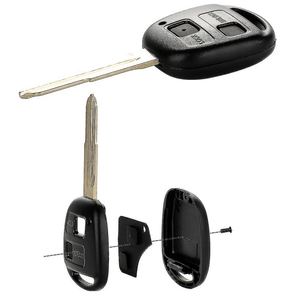 Högkvalitativ bilnyckelreparationssats för Toyota Yaris - 2-knapps fjärrnyckelskal med slitstark gummidyna, absmaterial - Enkelt byte av mikrobrytare