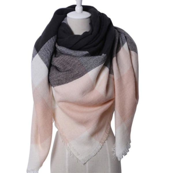 Scarf Rutig halsduk dam Oversized vinterscarf Damscarf Rosa svart