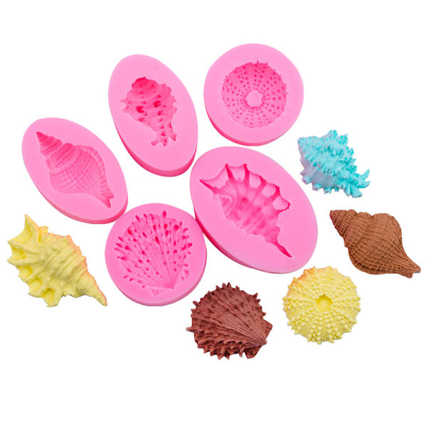 Merieläinaiheinen fondant-leivontamuotti, Ocean Series, helmi, kotilo, simpukka, silikonimuotti (5 kpl)