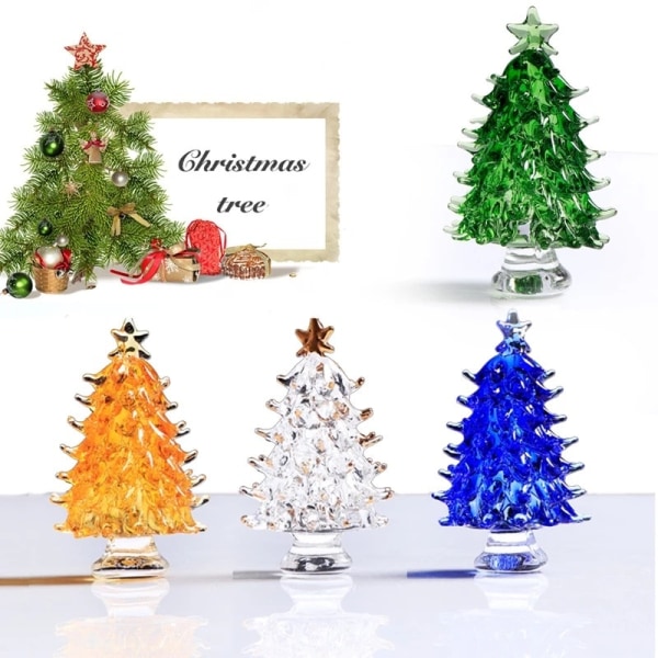 Guld julgran K9 Kristallträd Miniatyrfigurer Juldekorationer Glas pappersviktsstaty Samlarobjekt Heminredning