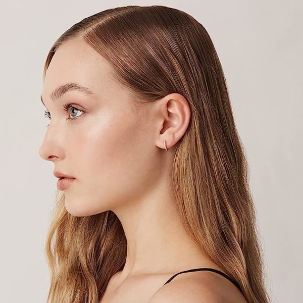 14k guldpläterade Cubic Zirconia Huggie Stud Cuff örhängen