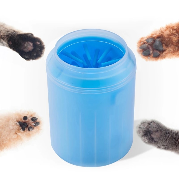 Ny Dog Paw Cleaner Cup Mjuk Silikon Kammar Bärbar Utomhus Husdjur Fotbricka Tass Ren Borste Snabbt Tvätta Fotrengöringshink blå s