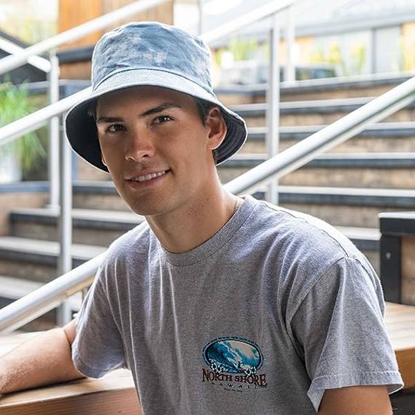Tie Dye Bucket Hat Vändbar utomhus strandsolhatt för kvinnor, ljusblå