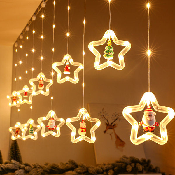 Nye juledekorative LED-lamper cirkel læderledning gardinlys juletræ hængende ambient farvede lys is strip lys