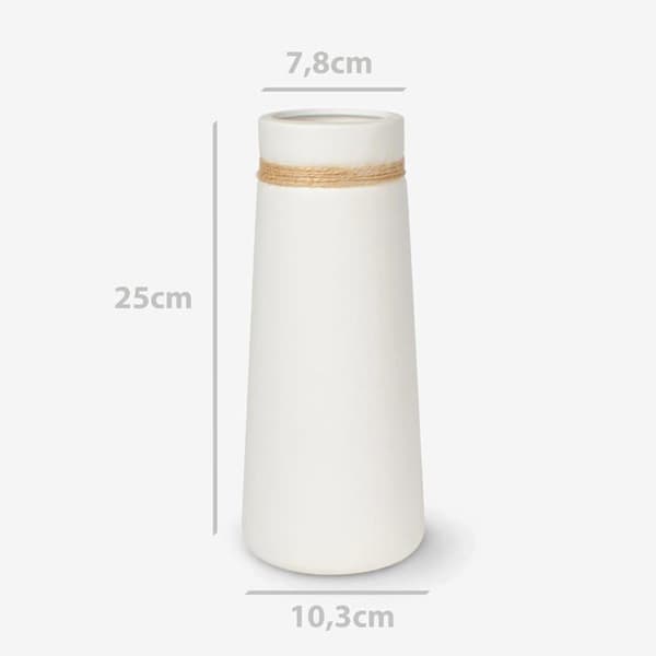 Keramikkvase for pampasgress, hvit vase som moderne boho-dekor til stuer, 25 cm