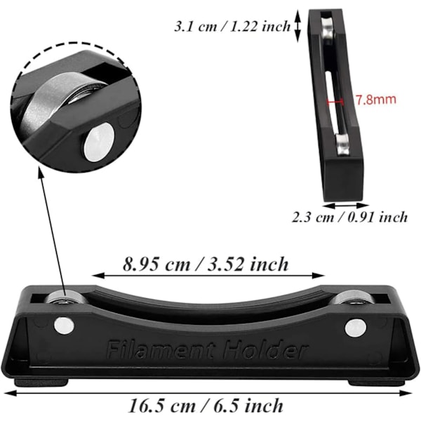 Filament Spoleholder 3D Printer Filament Holder 3D Printmaterialer Tilbehør Til Pla Abs Nylon Træ TPU Andre 3D Printmaterialer Sort