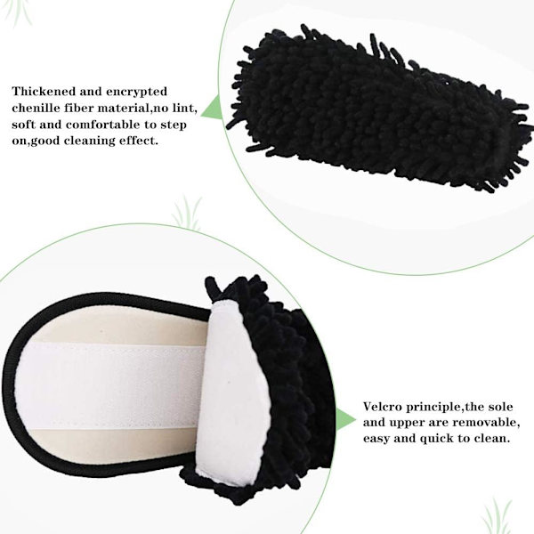 Mikrofiber Gulvmopp Tøfler Hus Støv Rengjøringsverktøy Avtakbare Vaskbare Sko for Kjøkken Husrengjøring (Dame 7-10/Herre 5-8, Ku-mønster)