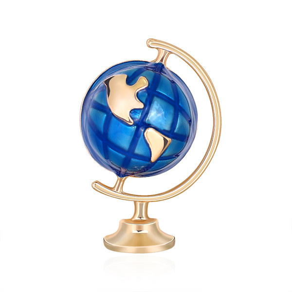 Lyxig blå brosch, planet, rymdastronaut, globbrosch, modebrosch, semesterpresenter