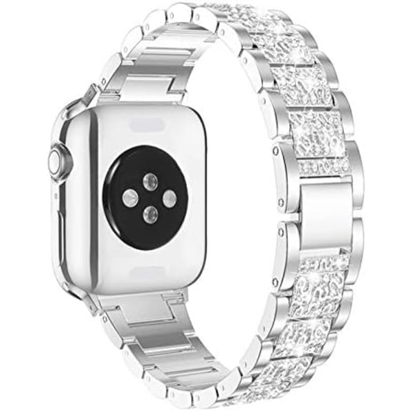 Kompatibel med Apple Watch -band 38 mm med case, metall Rhinestone armband med Bling PC- case för iWatch Series 3/2/1 (silver)
