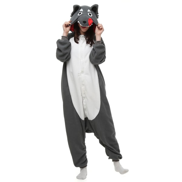 big bad wolf pyjamas, jumpsuit tecknad djurhuvtröja (L storlek)