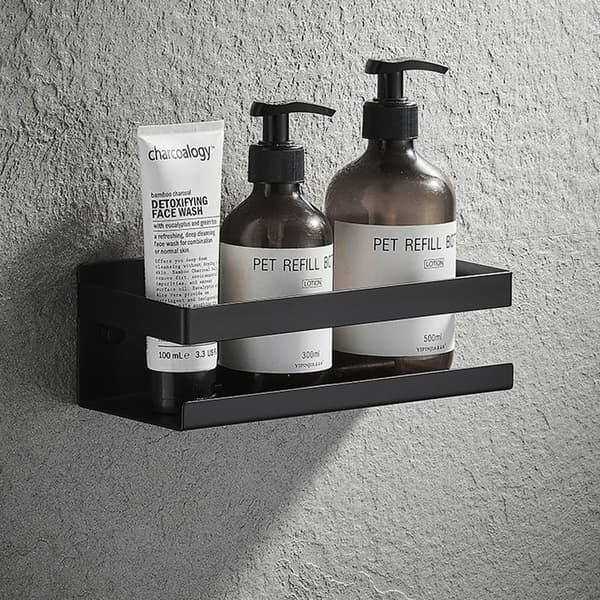 Badeværelseshylde Selvklæbende Bruseorganisator Rustfrit Stål Brusehylde Shampoo Holder (sort)