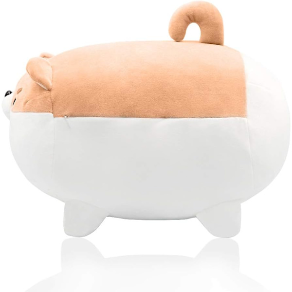 Gosedjur Plyschleksak Anime Corgi Kawaii Hundplyschleksak mjuk kudde, gosedjurspresenter för pojkar, flickor (brun, 15,7")