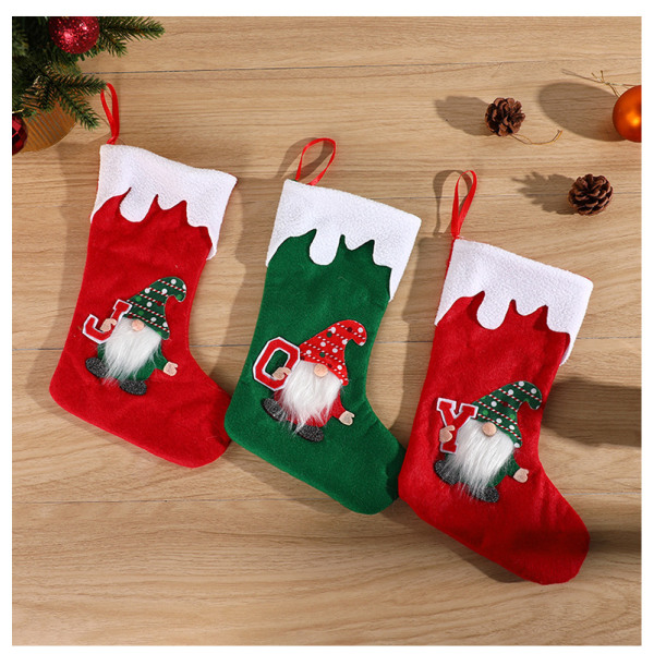3 stycken Ansiktslös gubbe garderob hängande jultomten upplyst presentpåse godispåse
