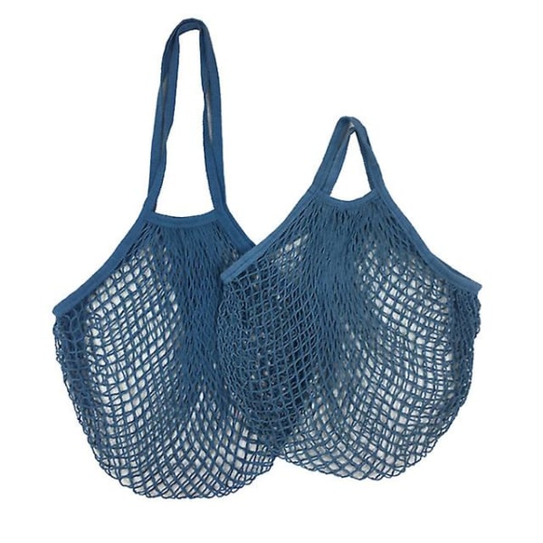 2 stycken mesh Återanvändbara bomullsnät mesh -100% bomull, nät bomullssnöre (blå)