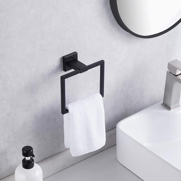 2-pak Sort Toiletpapirholder og Håndklædering Sæt Badeværelses Tilbehør