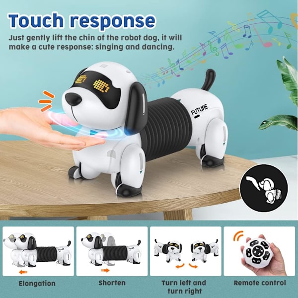 Kid Fjärrkontroll Elektronisk hund - Robotic Pet Interactive Robot Animals Smart RC Valp Programmerbar med gå- och dansleksak för flickor Pojkar