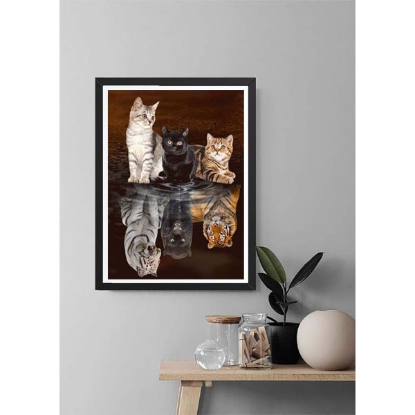 Diamond Painting Cat - Full Diamond Art, 5d Diamond Painting Kit, Rhinestones, Diamond Dots - Roliga presenter för vuxna och barn, Heminredningshantverk -