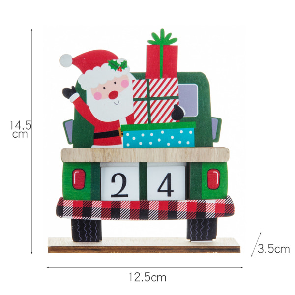 2 juldekorationer Kreativ julmåne Countdown Centerpiece Träbil Countdown Calendar Centerpiece 14,5*12,5cm