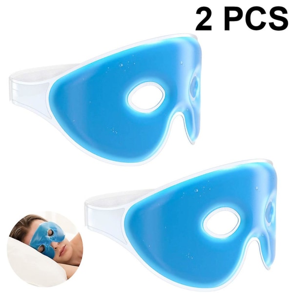 2 delar Gel Bead Eye Mask, varm/kall sömn ögonmask Blå återanvändbar gel Frozen Eye Mask Ögonispack med ögonhål