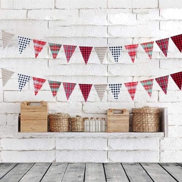 Färgglada flaggor Triangel Flagga Imitation Burlap Vimpel Banner, Multicolor Tyg Triangel Flagga för utomhusfest Bröllop Jul Födelsedag dekoration