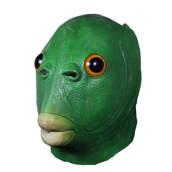 Grönt fiskhuvud Animal latex huvudbonadsmask