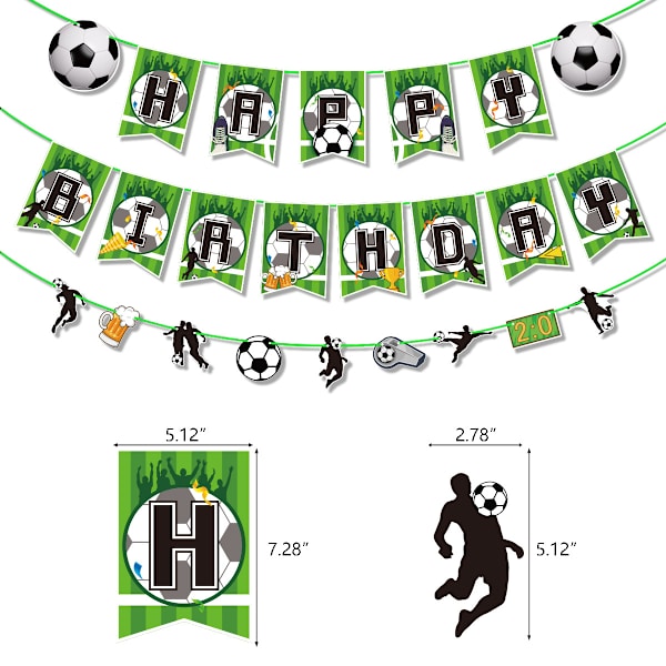 Fotbollstema Festdekoration Fotbollsflagga Tårta Topper Plug-in Ballong Födelsedagsdekorationer för pojke