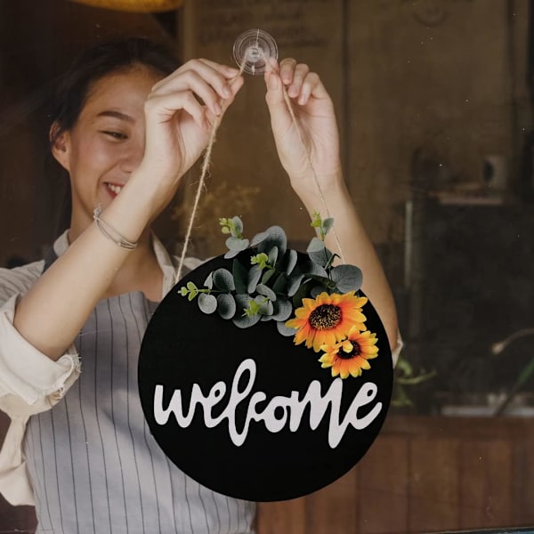 Välkomstskylt Ytterdörrdekor Träveranda Hem Utomhusdekor Hanger Gata Krans Dörrskylt Prydnad Vägghängande Utomhusskylt Hälsning Thanksgiving