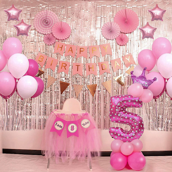 32 tums gigantiska nummerballonger, folie heliumnummerballongdekor för fester, födelsedagar (rosa nummer 5)