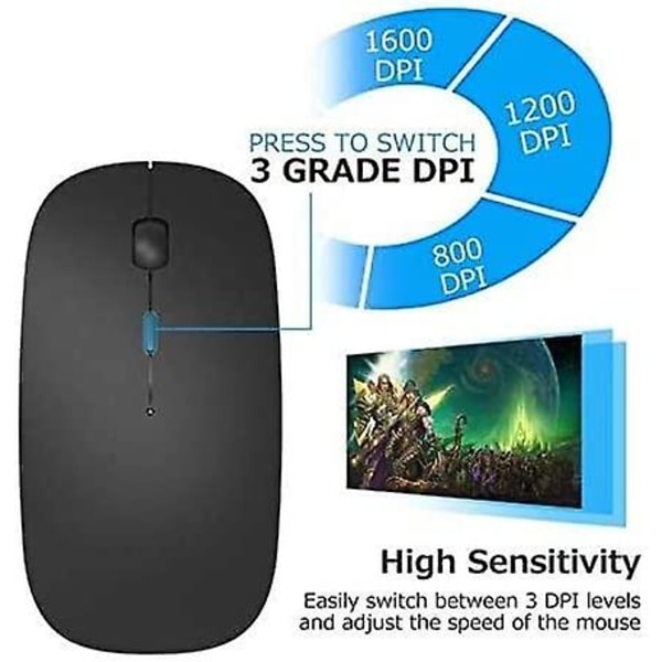 2.4G trådlös Bluetooth mus, laddningsbar Noiseless Bluetooth 5.0 dual-mode mute-mus