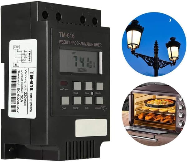 220V Digital Veckoprogrammerare Timer Strömsparare Elektrisk Strömbrytare för Lampor Hushållsapparater