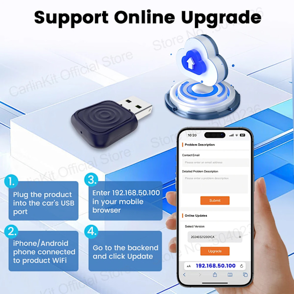 CarlinKit 5.0 Mini Ultra Trådlös Adapter Trådlös CarPlay Android Auto För OEM Bil Plug and Play WiFi Bluetooth Automatisk Anslutning