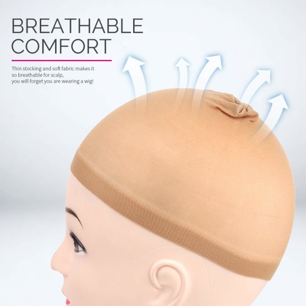 4 stycken Ljusbrun Strumpa Peruk Kepsar Stretchy Nylon Peruk Kepsar för kvinnor